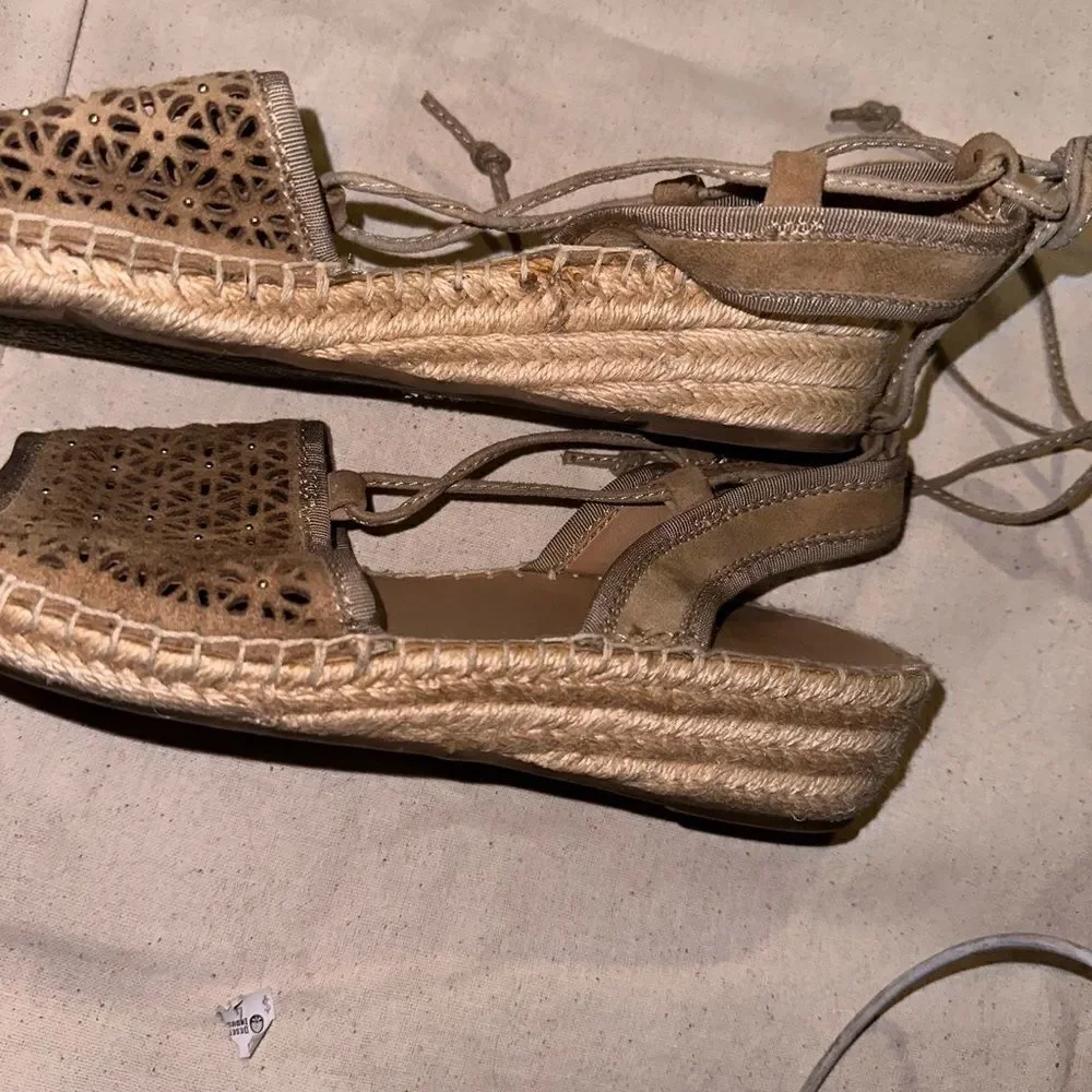 🌿 Franco Sarto “Libby” Espadrille Wedge Sandals - Taupe | Size 8.5